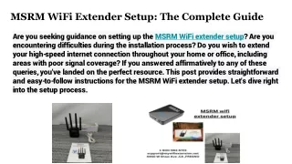 MSRM WiFi Extender Setup_ The Complete Guide