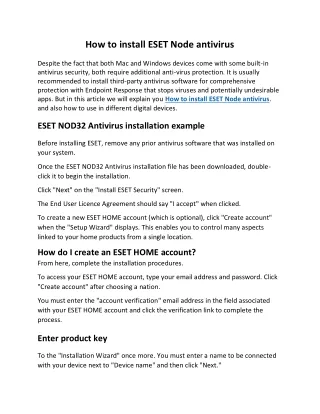 how to install eset node antivirus