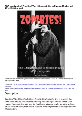 PDF (read online) Zombies! The Ultimate Guide to Zombie Movies Vol 1 1914 1969