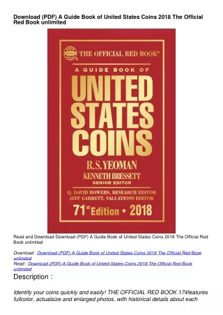 Download (PDF) A Guide Book of United States Coins 2018 The Official Red Book