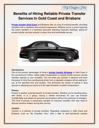 Private Transfers Brisbane