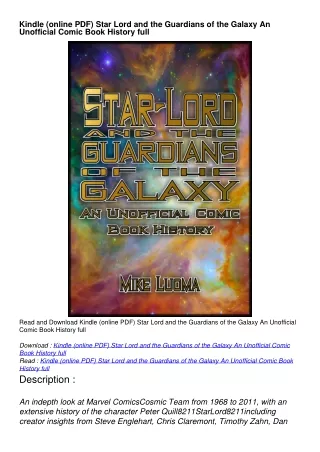 Kindle (online PDF) Star Lord and the Guardians of the Galaxy An Unofficial Co