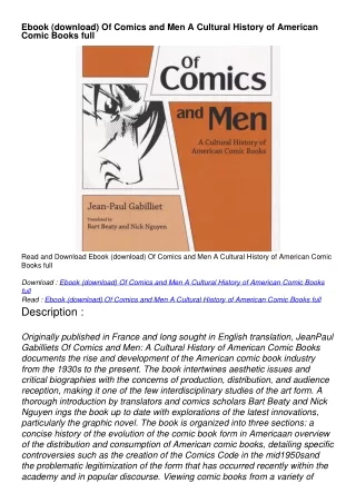 Ebook (download) Of Comics and Men A Cultural History of American Comic Books