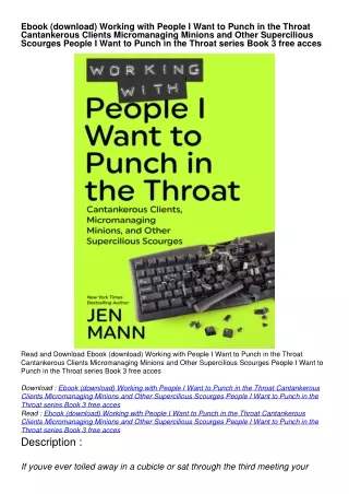Ebook (download) Working with People I Want to Punch in the Throat Cantankerou