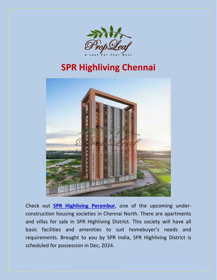 spr highliving chennai