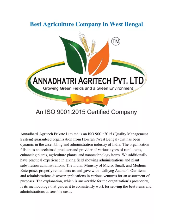 best agriculture company in west bengal