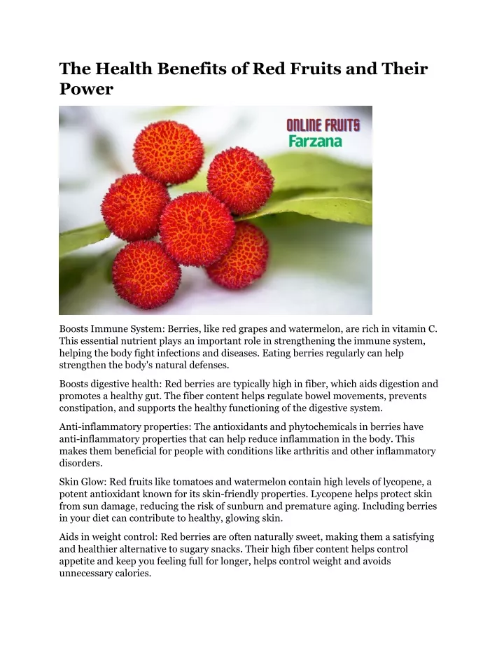 the health benefits of red fruits and their power