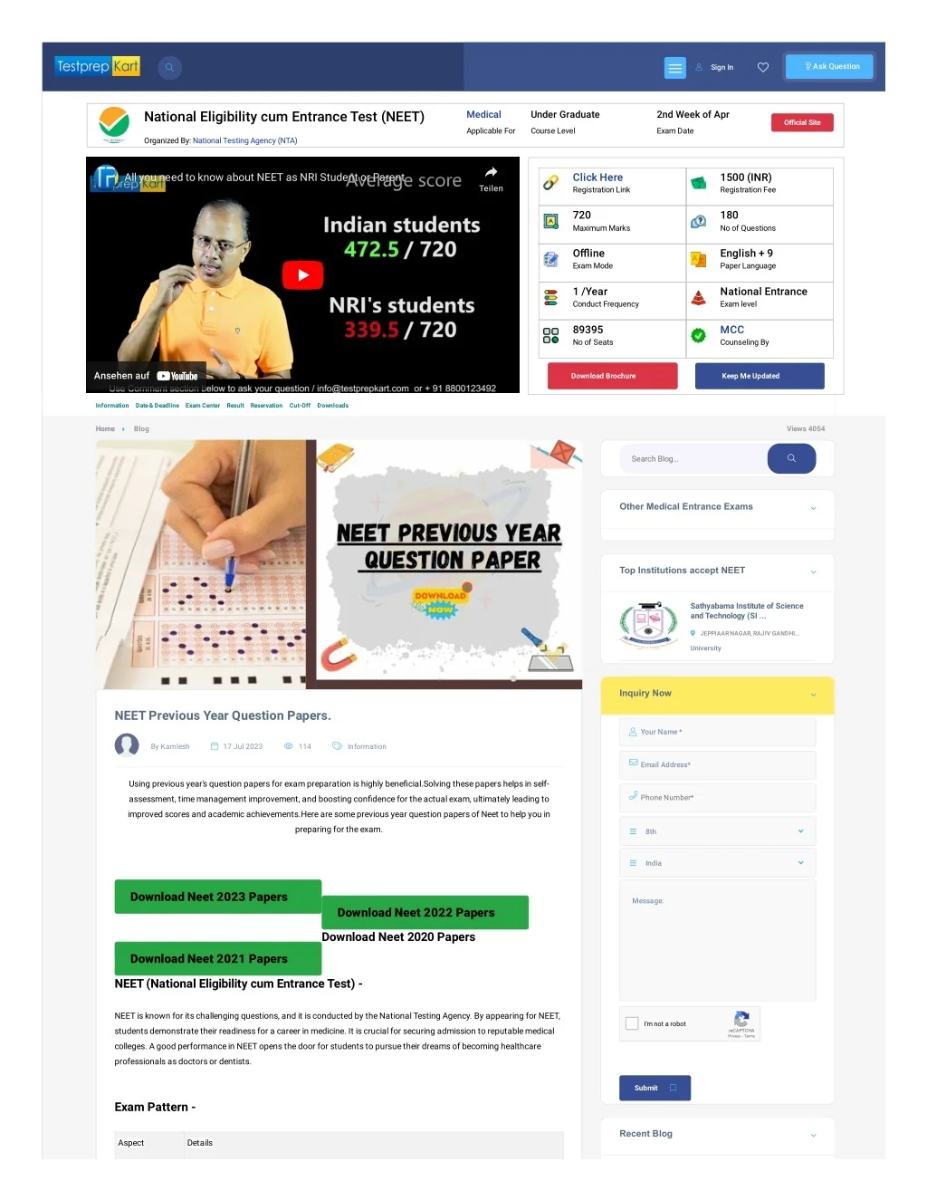 PPT - NEET Previous Year Question Papers. PowerPoint Presentation, free ...
