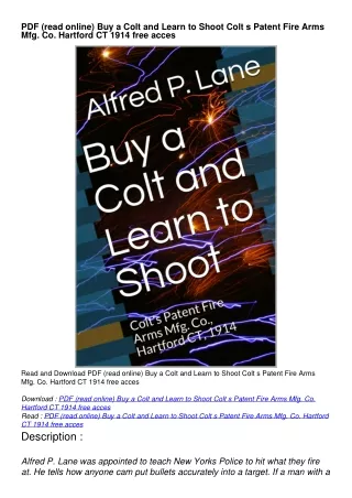 PDF (read online) Buy a Colt and Learn to Shoot Colt s Patent Fire Arms Mfg. C