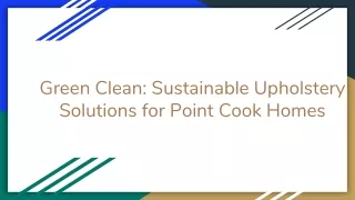 Upholstery Cleaning Point Cook