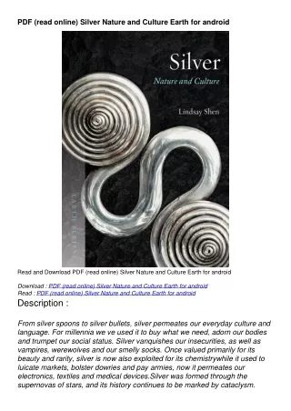 PDF (read online) Silver Nature and Culture Earth  for android