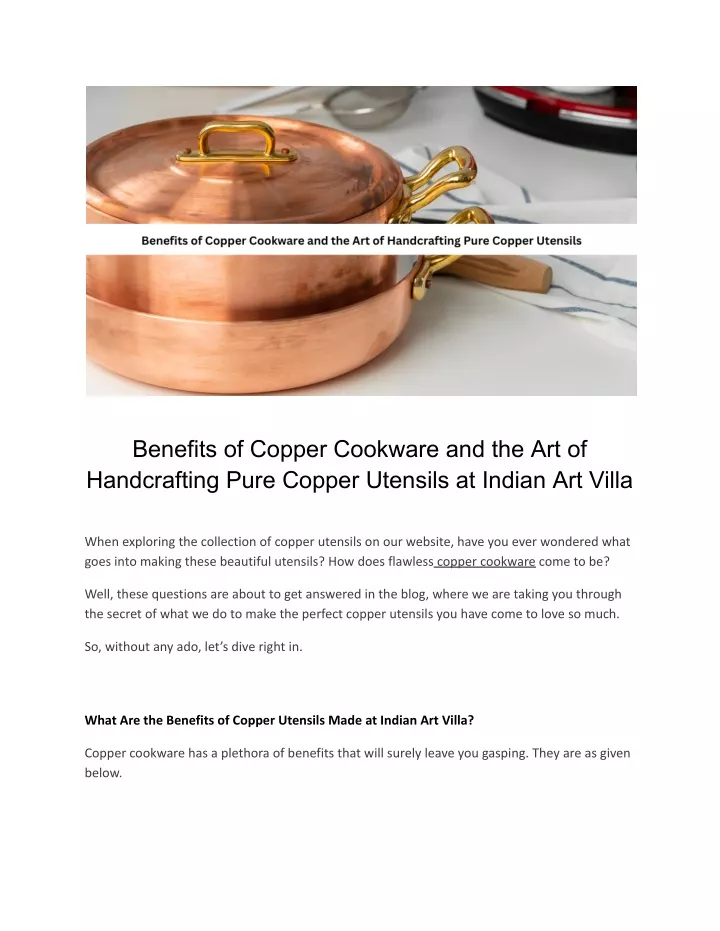 benefits of copper cookware