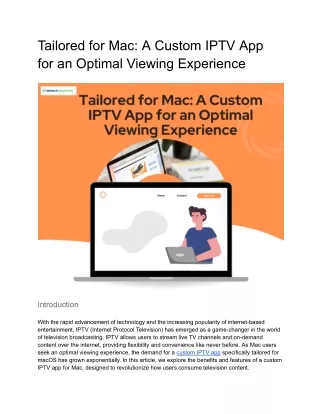 tailored for mac a custom iptv app for an optimal