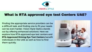 What is RTA approved eye test Centers UAE