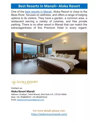 Best Resorts in Manali