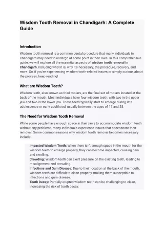 wisdom tooth removal in chandigarh a complete