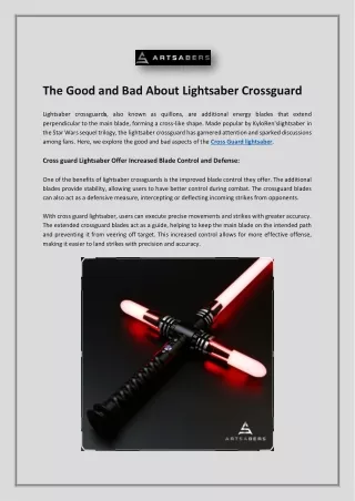 The Good and Bad About Lightsaber Crossguard