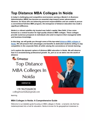 Top Distance MBA Colleges In Noida