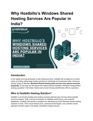 Why Hostbillo’s Windows Shared Hosting Plans Are Popular in India