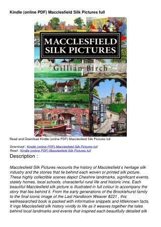 Kindle (online PDF) Macclesfield Silk Pictures full