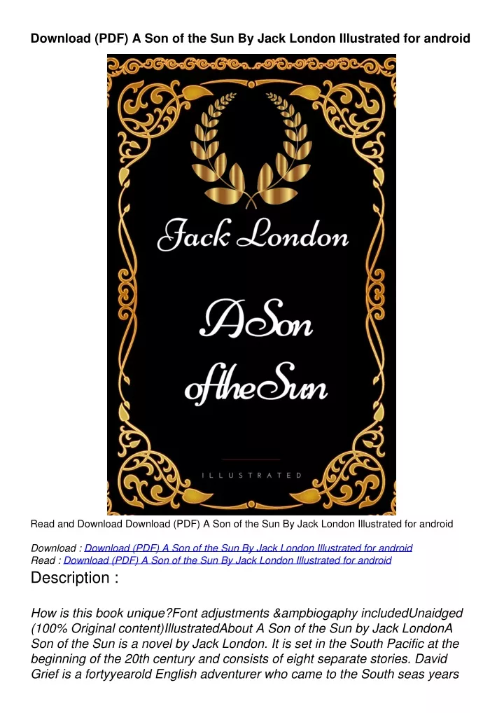 download pdf a son of the sun by jack london