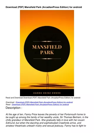 Download (PDF) Mansfield Park (ArcadianPress Edition) for android