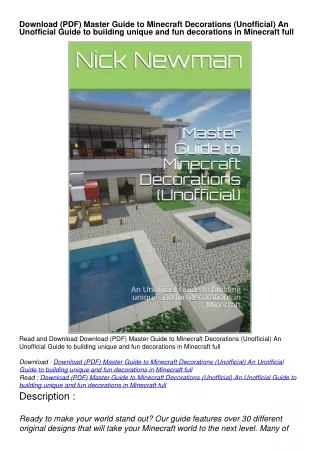 Download (PDF) Master Guide to Minecraft Decorations (Unofficial)  An Unoffici