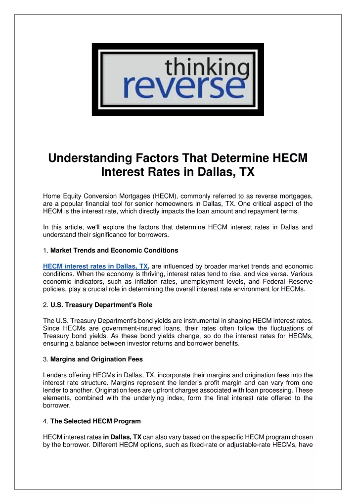 understanding factors that determine hecm