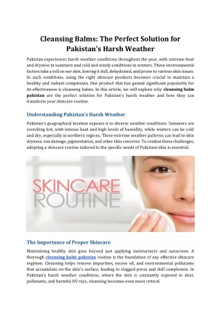 Cleansing Balms: The Perfect Solution for Pakistan's Harsh Weather