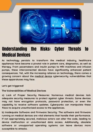 Ensure the Safety of Medical Devices by Cybersecurity