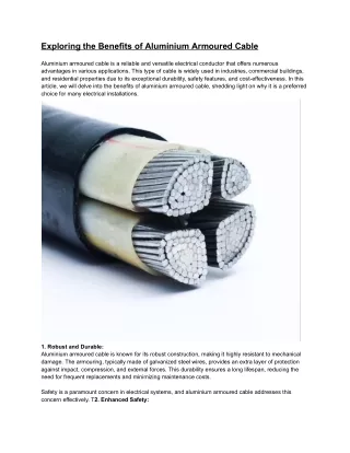 Exploring the Benefits of Aluminium Armoured Cable