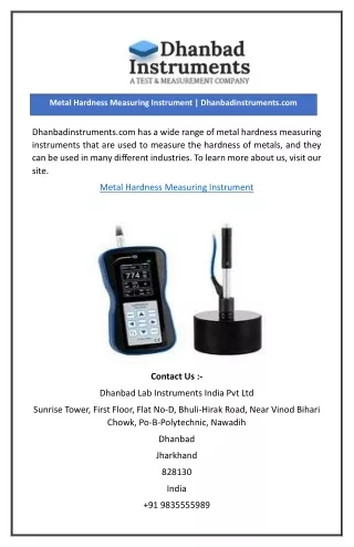 Metal Hardness Measuring Instrument