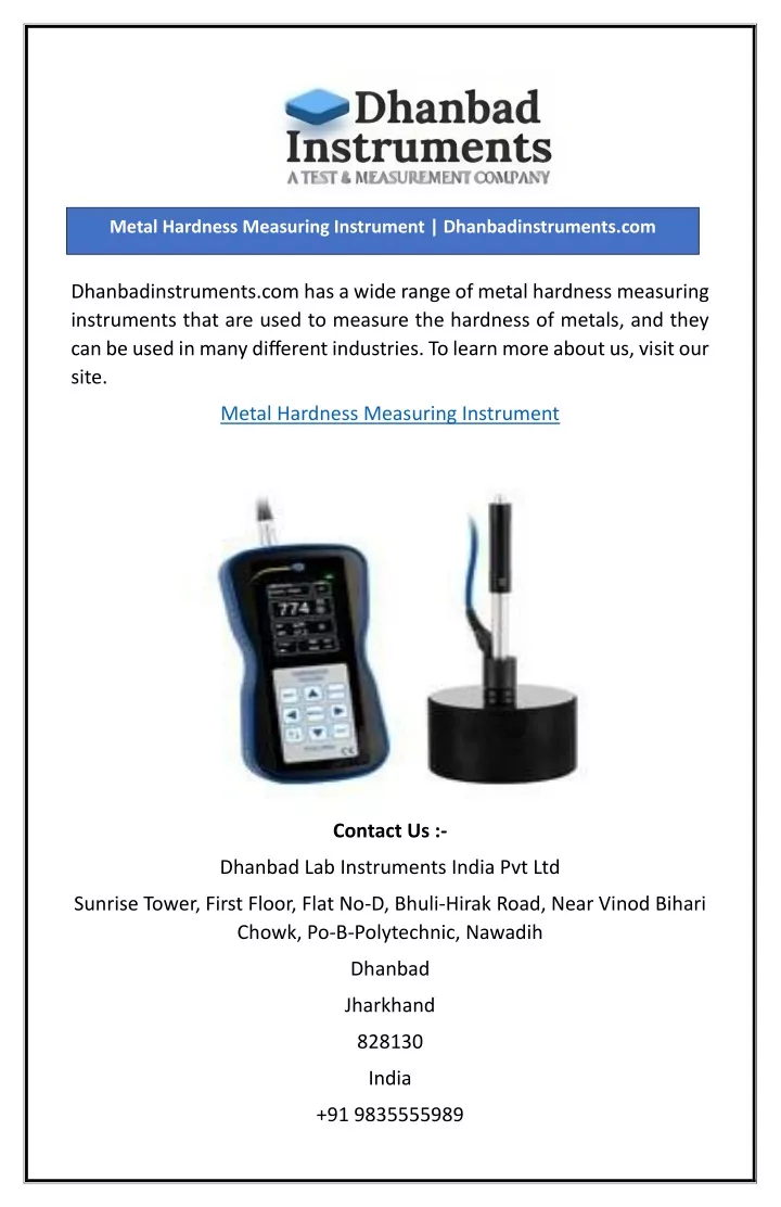 metal hardness measuring instrument