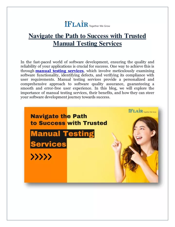 PPT - Navigate the Path to Success with Trusted Manual Testing Services 