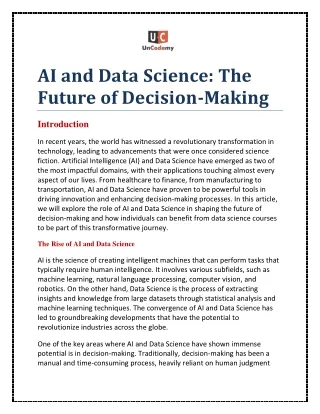 AI and Data Science: The Future of Decision-Making