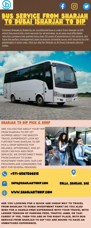 Bus Service From Sharjah to Dubai |Sharjah to DIP