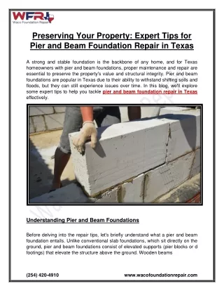 Expert Tips for Pier and Beam Foundation Repair in Texas