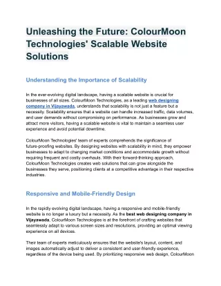 Unleashing the Future_ ColourMoon Technologies' Scalable Website Solutions