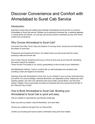 Ahmedabad to Surat Cab