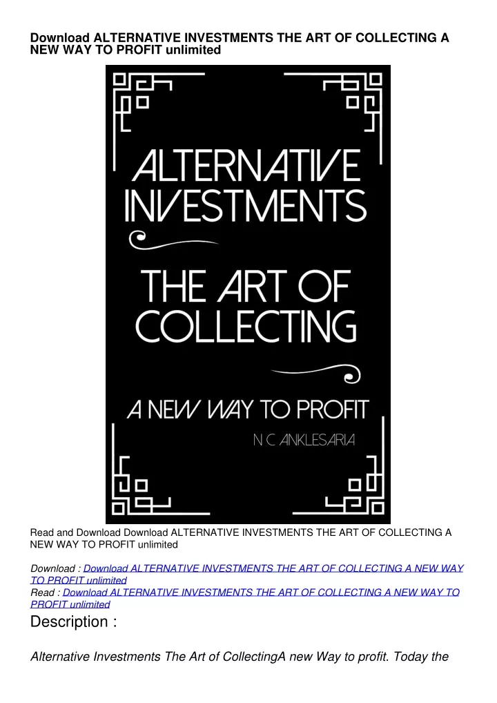 download alternative investments