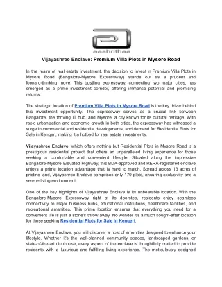 vijayashree enclave premium villa plots in mysore
