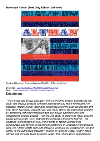 Download Altman (Text Only Edition) unlimited
