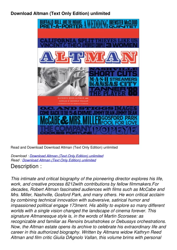 download altman text only edition unlimited