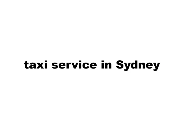 taxi service in sydney