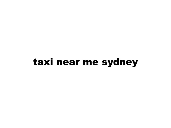 taxi near me sydney