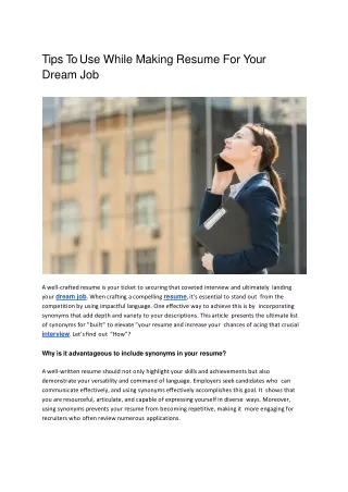tips to use while making resume for your dream job