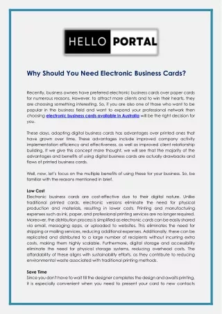 Why Should You Need Electronic Business Cards