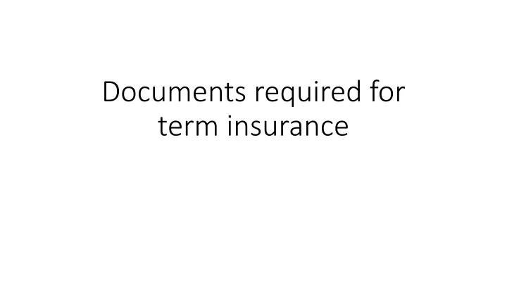 documents required for term insurance