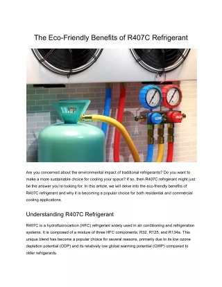 The Eco-Friendly Benefits of R407C Refrigerant
