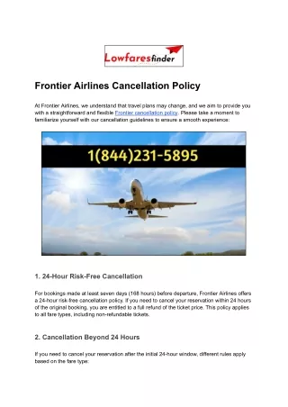 Frontier cancellation policy - Beyond 24 Hours